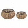 Set of DKD Home Decor Natural Black Metal Rattan pots (50 x 50 x 25.4 cm) - Article for the home at wholesale prices