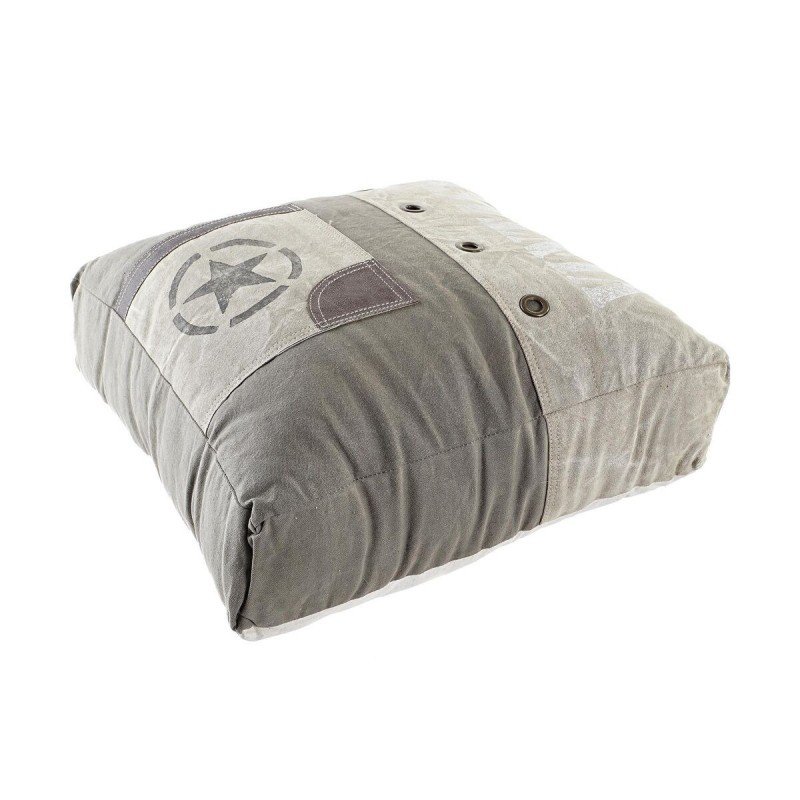 Coussin DKD Home Decor De Sol Beige Marron Polyester Coton Cuir Étoile Aluminium Vintage (50 x 14 x 50 cm) - Article pour la maison à prix grossiste