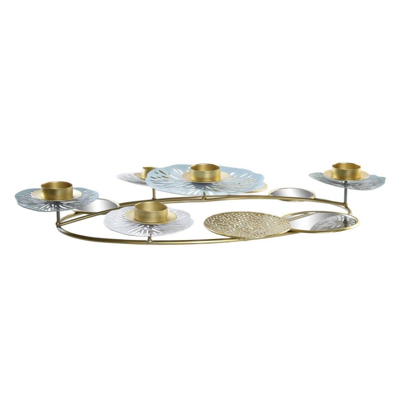 Pot à Bougie DKD Home Decor Miroir Doré Métal Menthe Nénuphar (54 x 33 x 8 cm) - Article pour la maison à prix de gros