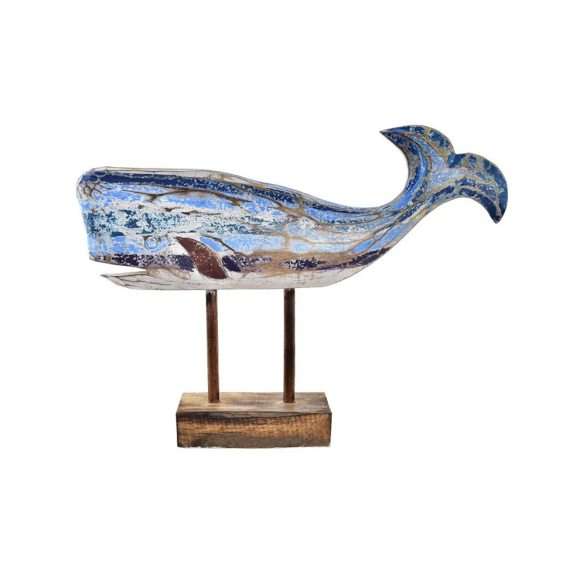 Decorative Figurine DKD Home Decor Blue Wood Brown Sea Whale (40 x 10 x 30 cm) - Article for the home at wholesale prices