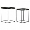 Set of 2 Nesting Tables DKD Home Decor Glass Black Gold Metal (42 x 42 x 56 cm) (2 pcs) - Article for the home at wholesale prices
