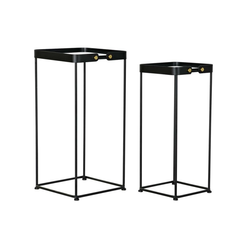 Set of 2 Tables DKD Home Decor Glass Black Metal (31 x 31 x 64 cm) (2 pcs) - Article for the home at wholesale prices