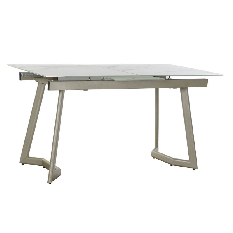 Table de Salle à Manger DKD Home Decor Verre Doré Métal Blanc (140 x 80 x 76 cm) - Article pour la maison à prix grossiste