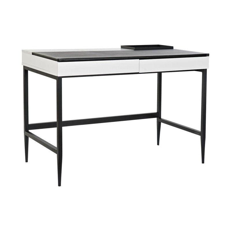 Desk DKD Home Decor Black Metal MDF White PU (110 x 55 x 76 cm) - Article for the home at wholesale prices