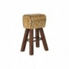 Stool DKD Home Decor Black Wood Brown Leather (43 x 35 x 75 cm) - Article for the home at wholesale prices