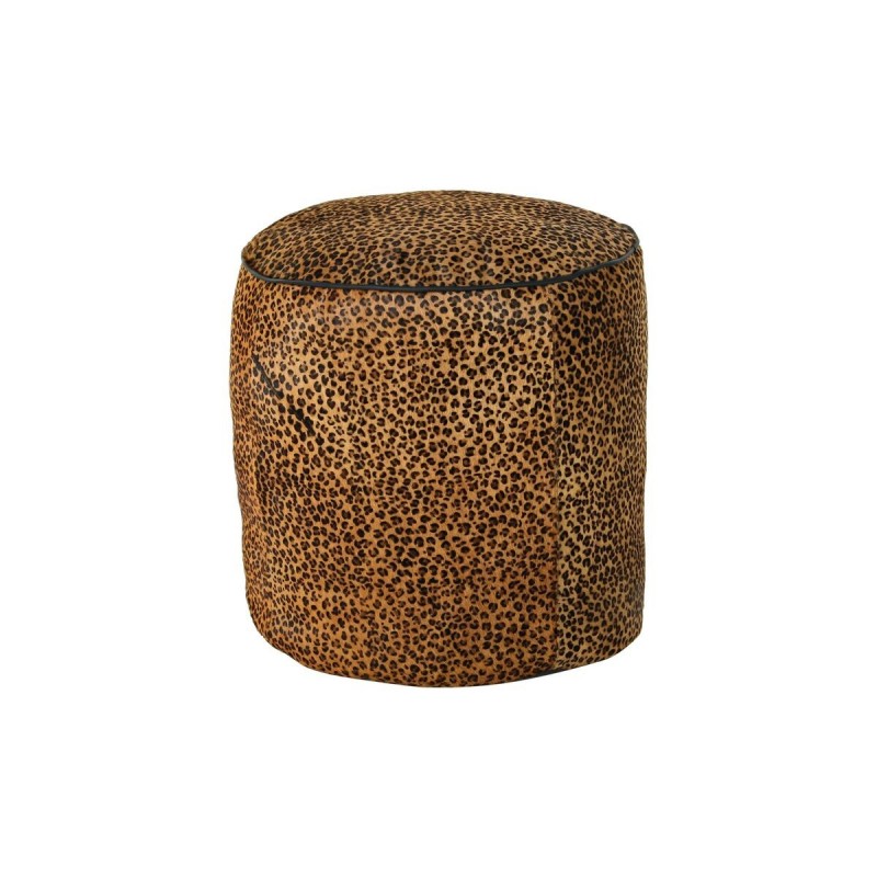 Footrest DKD Home Decor Black Brown Leather Leopard (46 x 46 x 50 cm) - Article for the home at wholesale prices