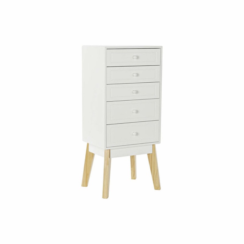 Drawer chest DKD Home Decor Naturel MDF White (40 x 30 x 90 cm) - Article for the home at wholesale prices