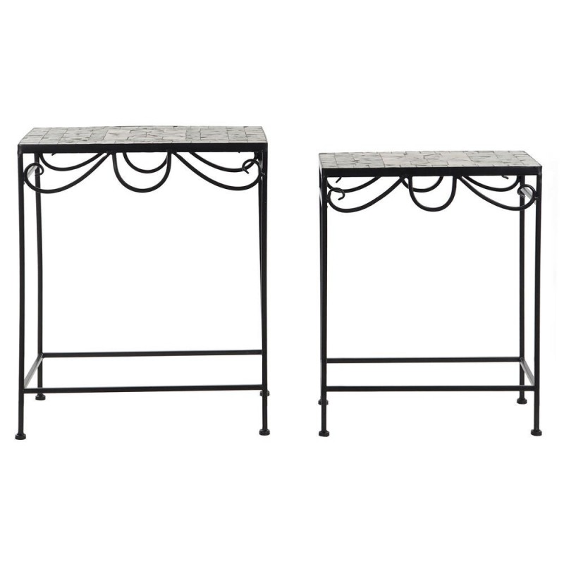 Jeu de 2 tables DKD Home Decor Céramique Noir Multicouleur Forge (2 pcs) (48 x 30 x 58 cm)   - Article pour la maison à prix de gros