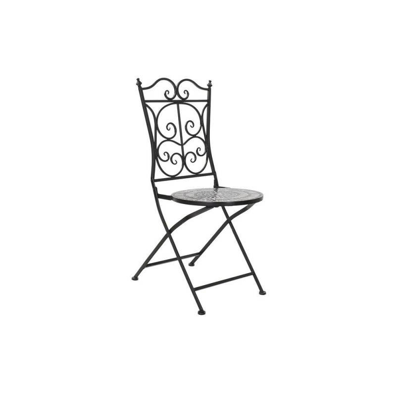 Chaise de jardin DKD Home Decor Noir Céramique Multicouleur Forge (39 x 50 x 93 cm) - Article pour la maison à prix grossiste