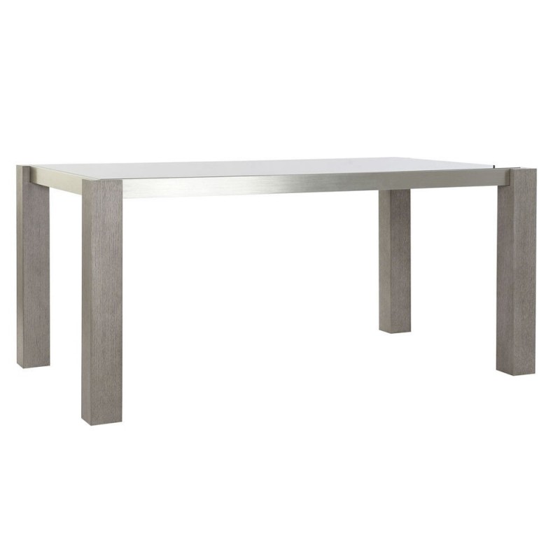 Dining Table DKD Home Decor Glass Gray Aluminum Oak Tempered Glass (162 x 92 x 74 cm) - Article for the home at wholesale prices