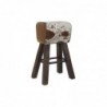 Stool DKD Home Decor Black Wood Brown Leather White (50 x 35 x 75 cm) - Article for the home at wholesale prices