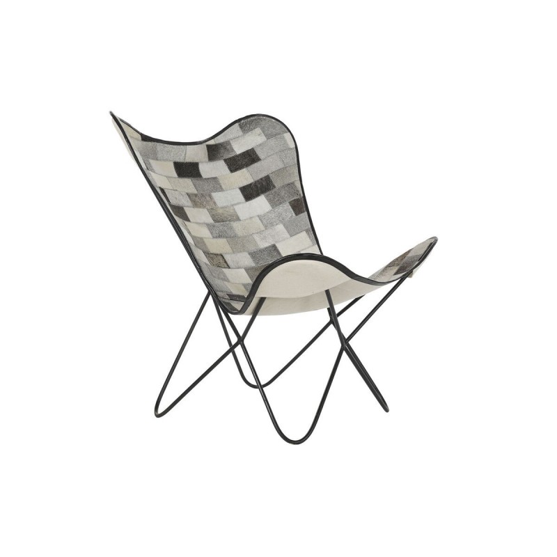 Chair DKD Home Decor Black Gray Beige Metal White Leather (74 x 70 x 90 cm) - Article for the home at wholesale prices
