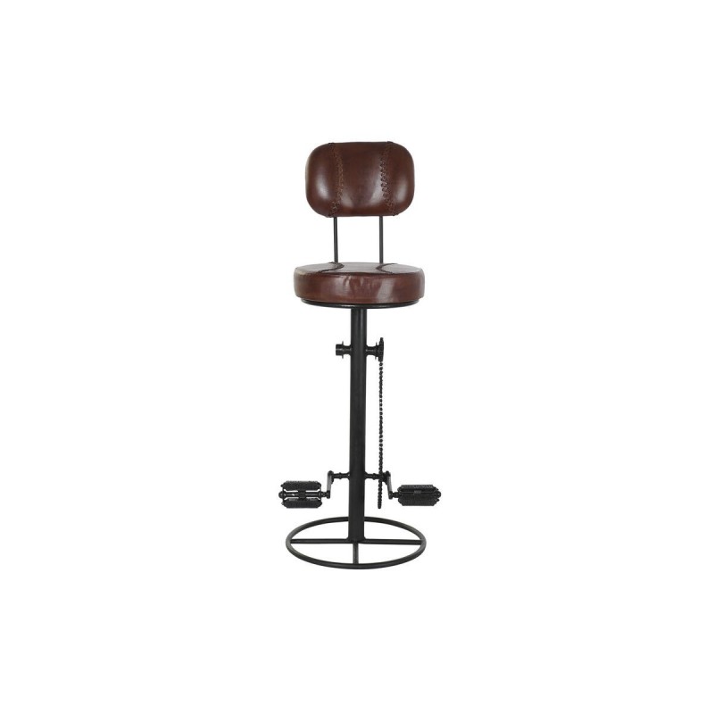 Stool DKD Home Decor Black Metal Brown Leather (45 x 46 x 118 cm) - Article for the home at wholesale prices