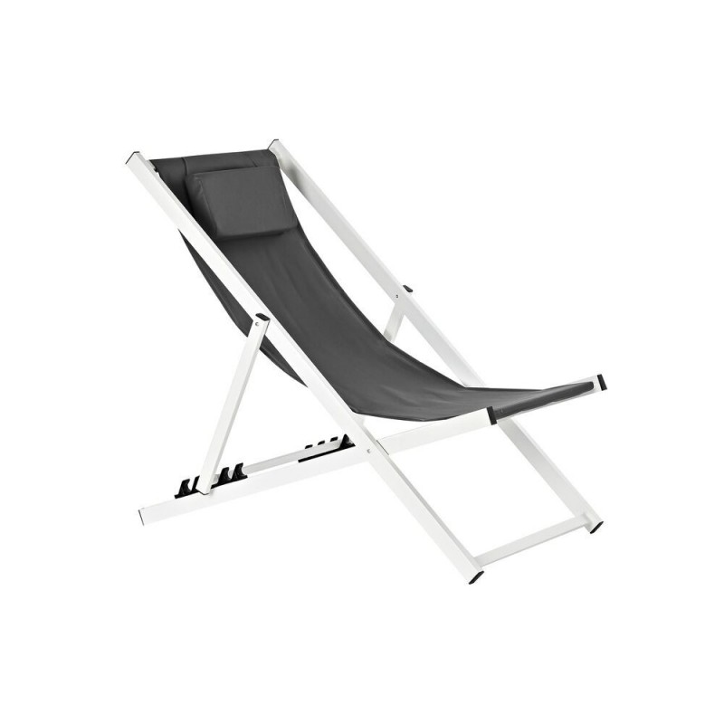 Chaise longue DKD Home Decor Noir Polyester Aluminium Blanc (102 x 63 x 98 cm) - bain de soleil à prix de gros