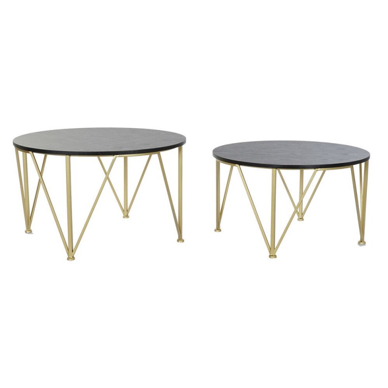 Set of 2 Nesting Tables DKD Home Decor Black Gold Metal Wood (79 x 79 x 46 cm) (2 pcs) - Article for the home at wholesale prices