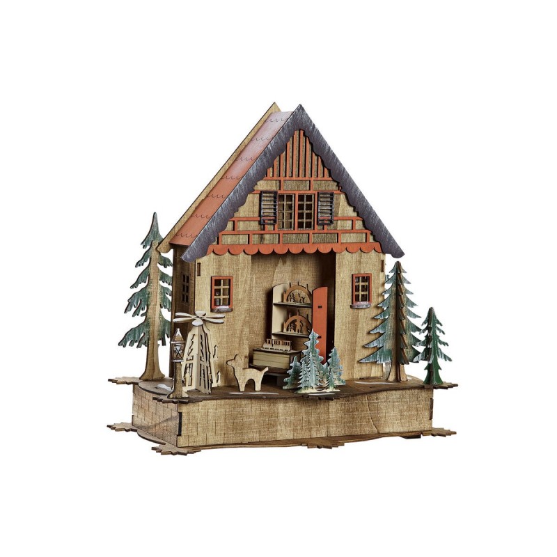 Décorations de Noël DKD Home Decor Maison Bois (27 x 13,5 x 28 cm) - Article pour la maison à prix de gros
