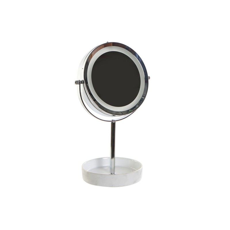 Miroir Grossissant avec LED DKD Home Decor Blanc Métallisé (14,5 x 14,5 x 33 cm) - Article pour la maison à prix grossiste