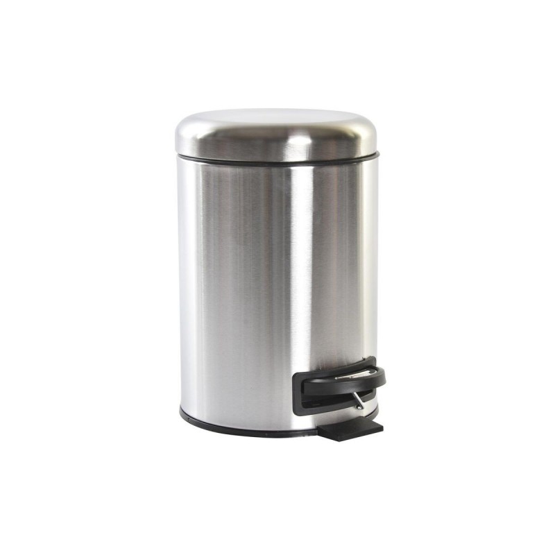 DKD Home Decor Silver Bathroom Bin Steel Basic (23 x 17.50 x 25 cm) (3 L) - Article for the home at wholesale prices