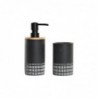 Bath set DKD Home Decor Natural Aluminium Resin Dark Grey Bamboo (7 x 7 x 18 cm) - Article for the home at wholesale prices
