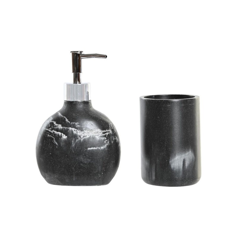 Bath Set DKD Home Decor Black Aluminium Plastic Resin Marble (11 x 6 x 17 cm) - Article for the home at wholesale prices