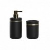 Bath Set DKD Home Decor Black Gold Aluminium Resin (7 x 7 x 17 cm) - Article for the home at wholesale prices