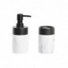 Ensemble de Bain DKD Home Decor Noir Métal Aluminium Blanc Résine Marbre Moderne (7,2 x 7,2 x 16,4 cm) - Article pour la maison à prix grossiste
