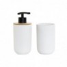 Ensemble de Bain DKD Home Decor Blanc Bambou Grès Scandinave (8 x 8 x 18 cm) (2 Pièces) - Article pour la maison à prix de gros