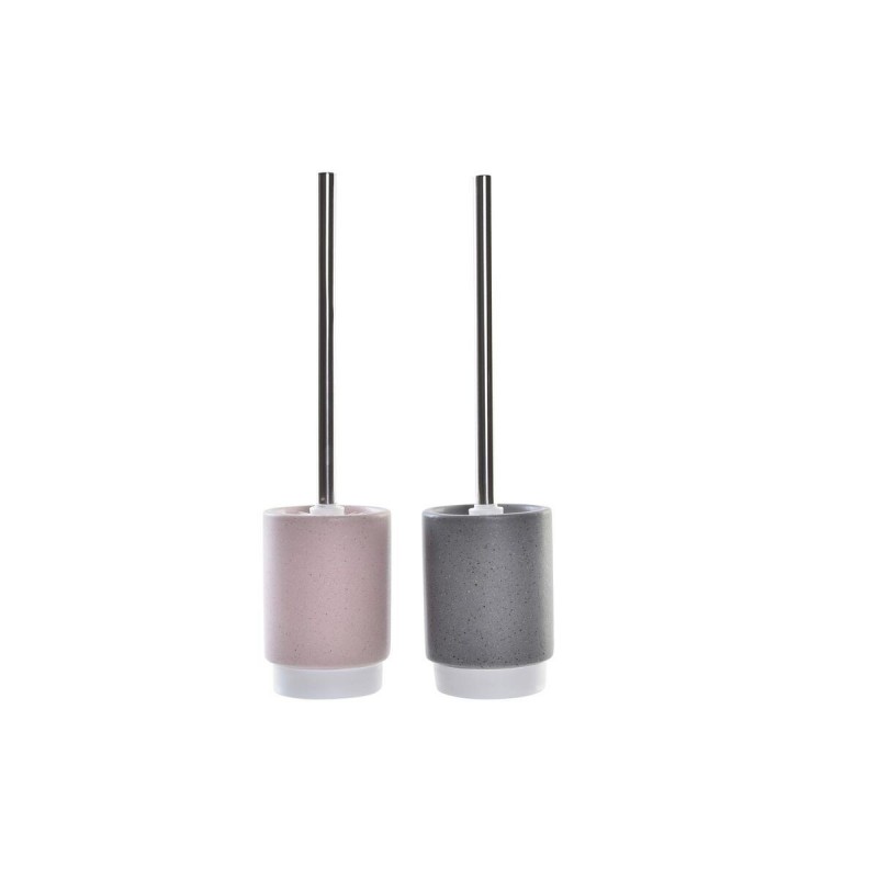 Brosse de salle de wc DKD Home Decor Urban Argenté Gris Aluminium Rose clair (9,8 x 9,8 x 39 cm) (2 Unités) - Article pour la maison à prix grossiste