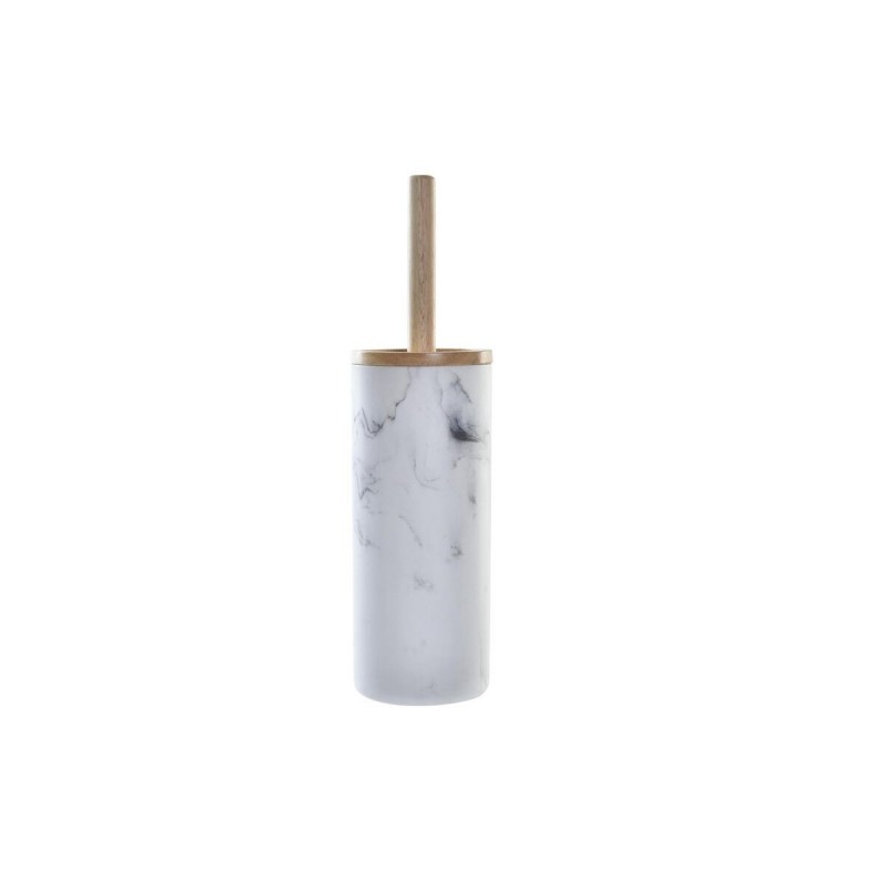 Brosse de salle de wc DKD Home Decor Scandi Naturel Aluminium Blanc Caoutchouc Résine (10,3 x 10,3 x 38 cm) - Article pour la maison à prix grossiste