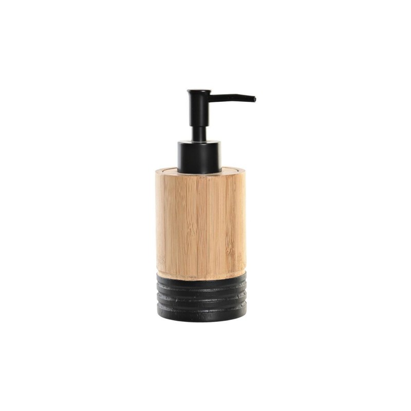 Soap Dispenser DKD Home Decor Natural Black Bamboo PP (7 x 7 x 17 cm) - Article for the home at wholesale prices
