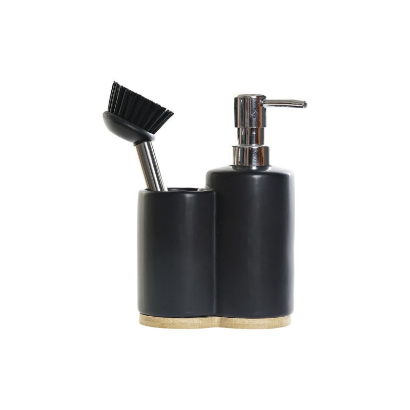 DKD Home Decor Kitchen Soap Dispenser Dolomite Black (11.5 x 6.5 x 18.5 cm) - Article for the home at wholesale prices