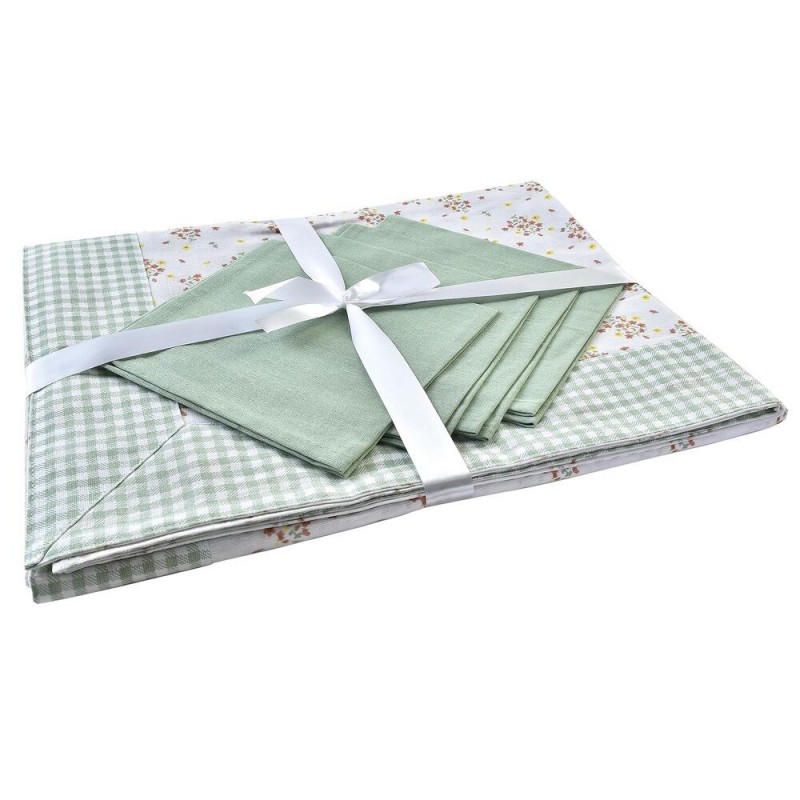 Service de linge de table DKD Home Decor Fleurs Polyester Coton Vert (150 x 150 x 0,5 cm) - Article pour la maison à prix de gros