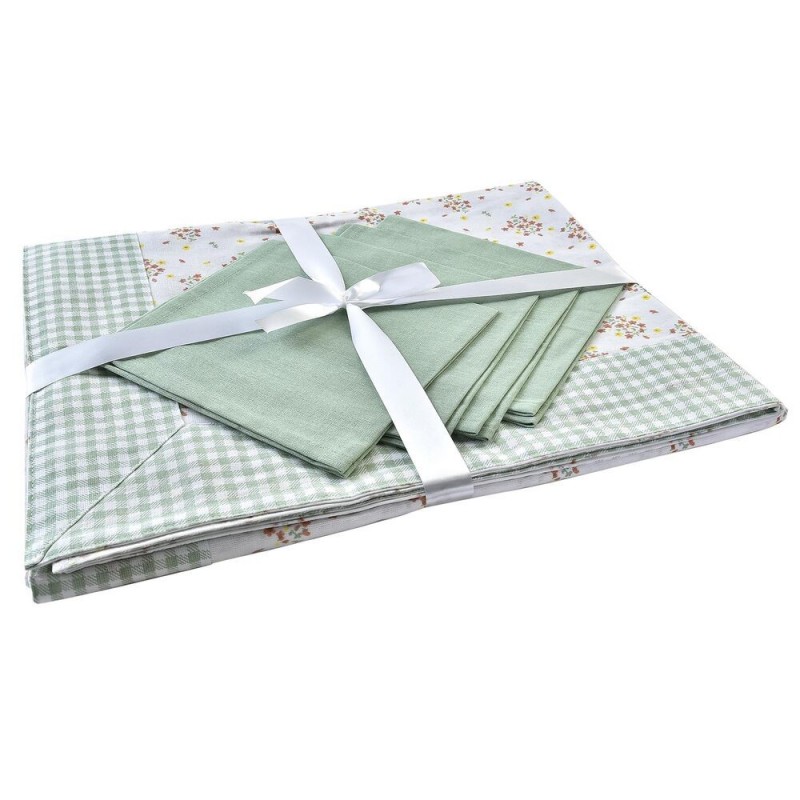 Service de linge de table DKD Home Decor Fleurs Polyester Coton Vert (150 x 150 x 0,5 cm) à prix grossiste - Article pour la maison à prix de gros