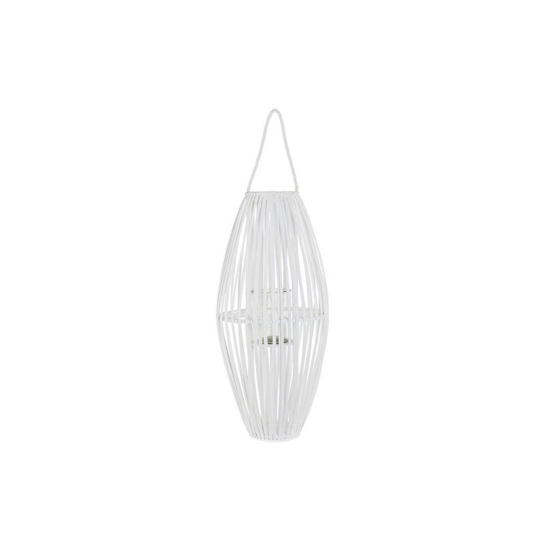 Candleholder DKD Home Decor White 36 cm Glass wicker - Article for the home at wholesale prices