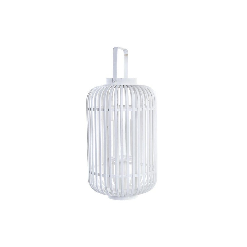 Lanterne DKD Home Decor Verre Blanc Bambou (28 x 28 x 47 cm) - Article pour la maison à prix grossiste