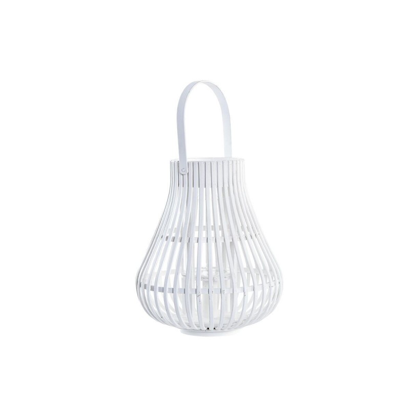 Lanterne DKD Home Decor Verre Blanc Bambou (29 x 29 x 34 cm) à prix grossiste - Article pour la maison à prix de gros