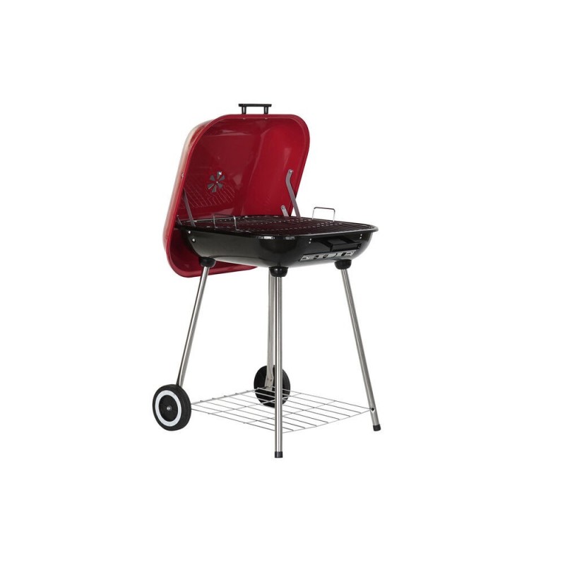 Charcoal barbecue with lid and wheels DKD Home Decor Steel Red (60 x 57 x 80 cm) - Article for the home at wholesale prices