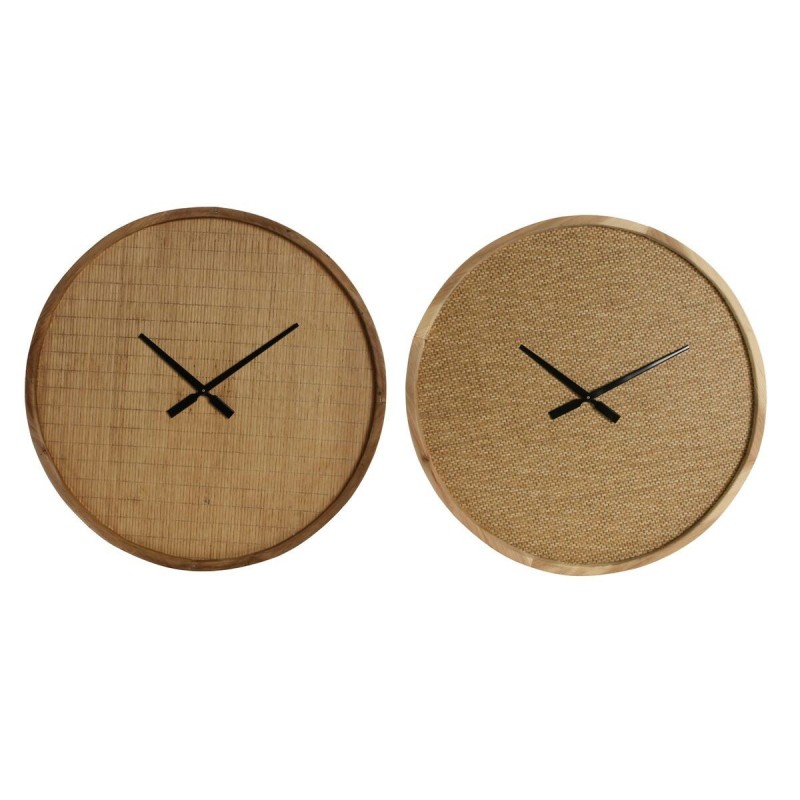 DKD Home Decor Tropical Wood Wall Clock (2 Units) (60 x 5 x 60 cm) - Article for the home at wholesale prices