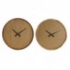 DKD Home Decor Tropical Wood Wall Clock (2 Units) (60 x 5 x 60 cm) - Article for the home at wholesale prices