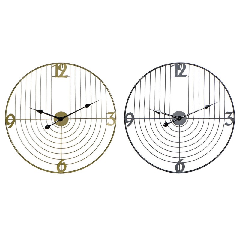 Horloge Murale DKD Home Decor Noir Doré Métal (60 x 3 x 60 cm) à prix de gros - Article pour la maison à prix grossiste