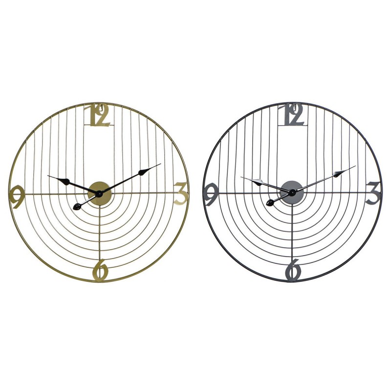 Wall Clock DKD Home Decor Black Gold Metal (60 x 3 x 60 cm) - Article for the home at wholesale prices