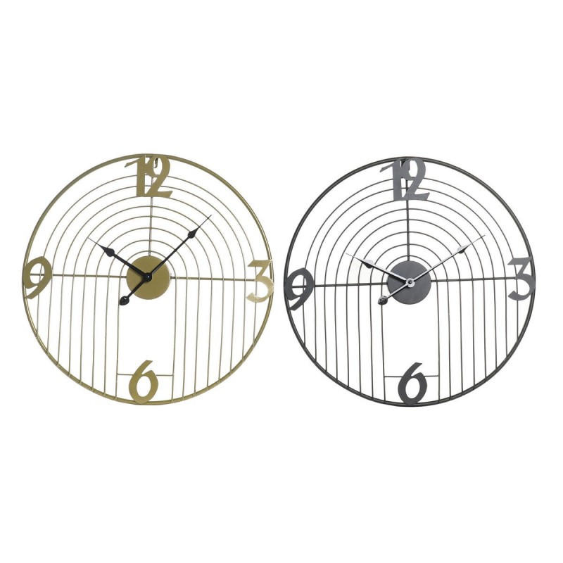 Horloge Murale DKD Home Decor Noir Doré Métal (45 x 3 x 45 cm) - Article pour la maison à prix de gros