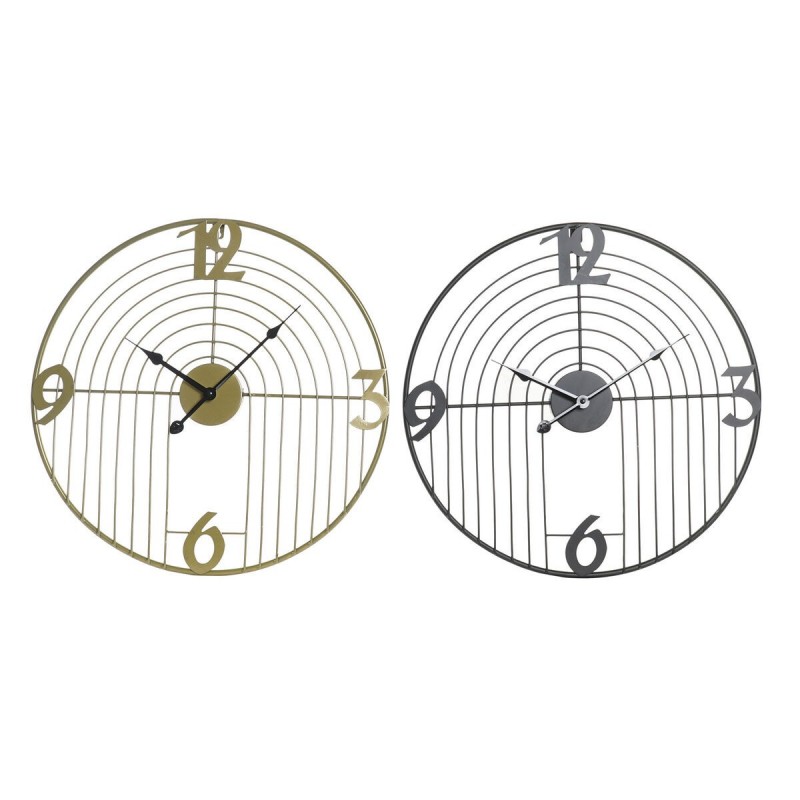 Wall Clock DKD Home Decor Black Gold Metal (45 x 3 x 45 cm) - Article for the home at wholesale prices