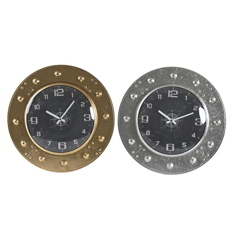 Wall Clock DKD Home Decor Glass Silver Black Gold Iron (48.5 x 6 x 48.5 cm) - Article for the home at wholesale prices