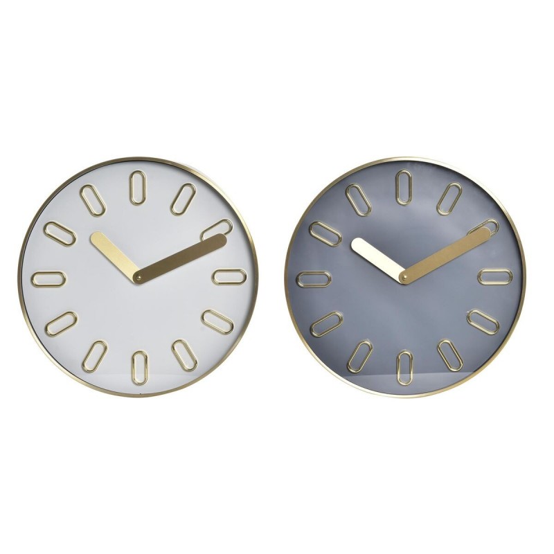 Wall Clock DKD Home Decor Glass Grey Gold Aluminium White (35.5 x 4.2 x 35.5 cm) - Article for the home at wholesale prices