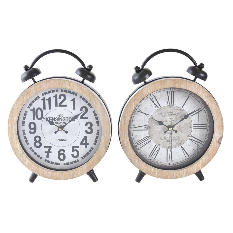 Table clock DKD Home Decor Natural MDF White Iron (25.8 x 8 x 32 cm) (2 Units) - Article for the home at wholesale prices