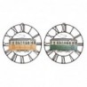 Horloge Murale DKD Home Decor Métal Vert Jaune Vintage Train (49,5 x 3,5 x 48 cm) (2 Unités) - Article pour la maison à prix de gros