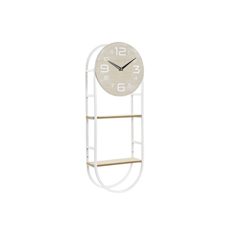 Wall Clock DKD Home Decor Natural Metal MDF White (25.5 x 11.5 x 71 cm) - Article for the home at wholesale prices