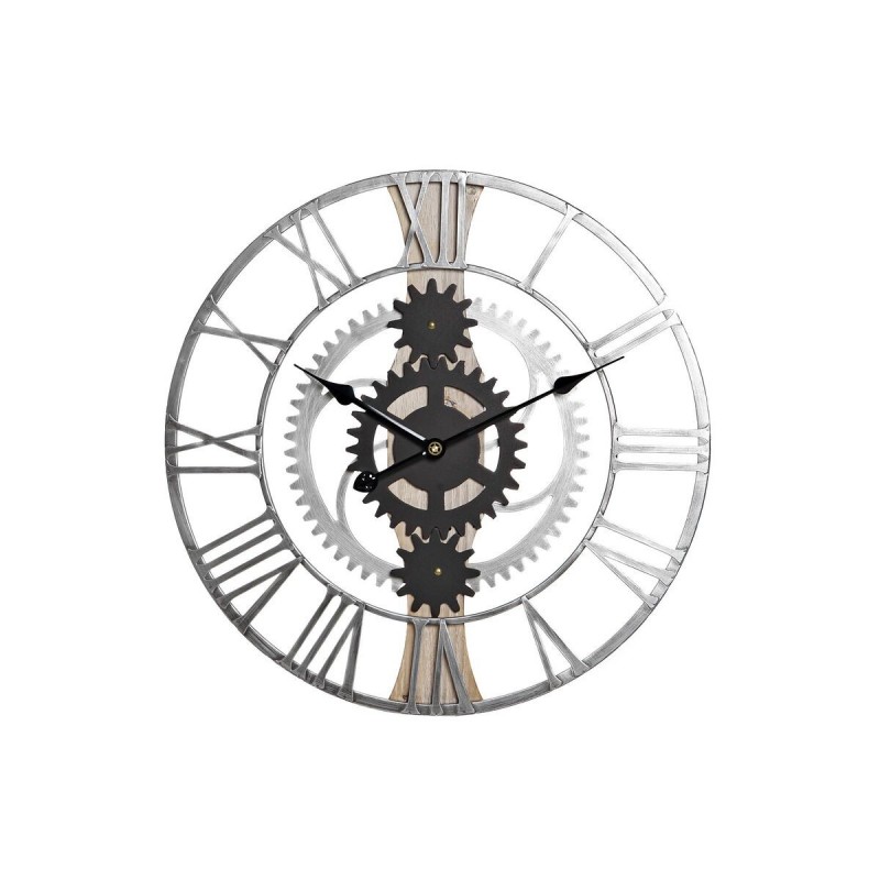 Wall Clock DKD Home Decor Silver Black MDF Iron Gear Loft (60 x 4 x 60 cm) - Article for the home at wholesale prices
