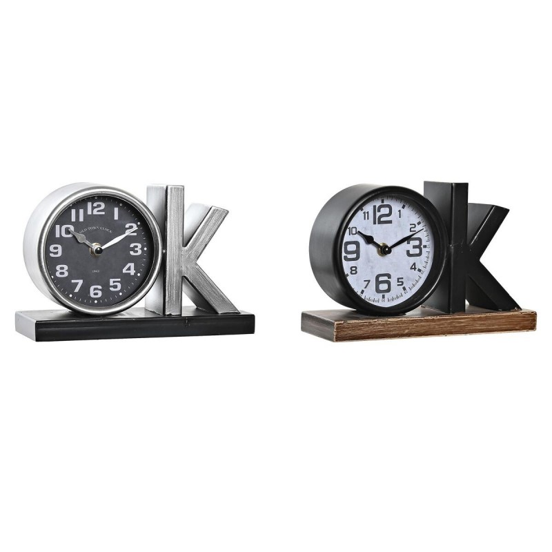 Horloge de table DKD Home Decor Argenté Noir Fer OK (23 x 8 x 15 cm) (2 Unités) à prix de gros - Article pour la maison à prix grossiste